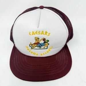 Vintage CAESARS POCONO RESORTS SnapBack Graphic Baseball Cap Hat White Maroon